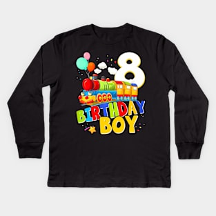 8Th Birthday Train Boys 8 Years Old Im Eight Kids Long Sleeve T-Shirt
